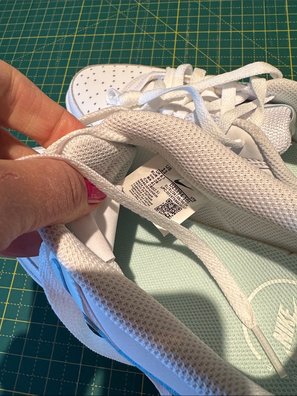 Nike White Low-Top Sneakers with Light Blue Swoosh. NEW - Picture 5 of 6